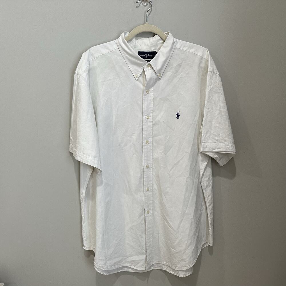 Polo Ralph‎ Lauren Mens Classic Fit White 2XL Short Sleeve Button Dwn Shirt